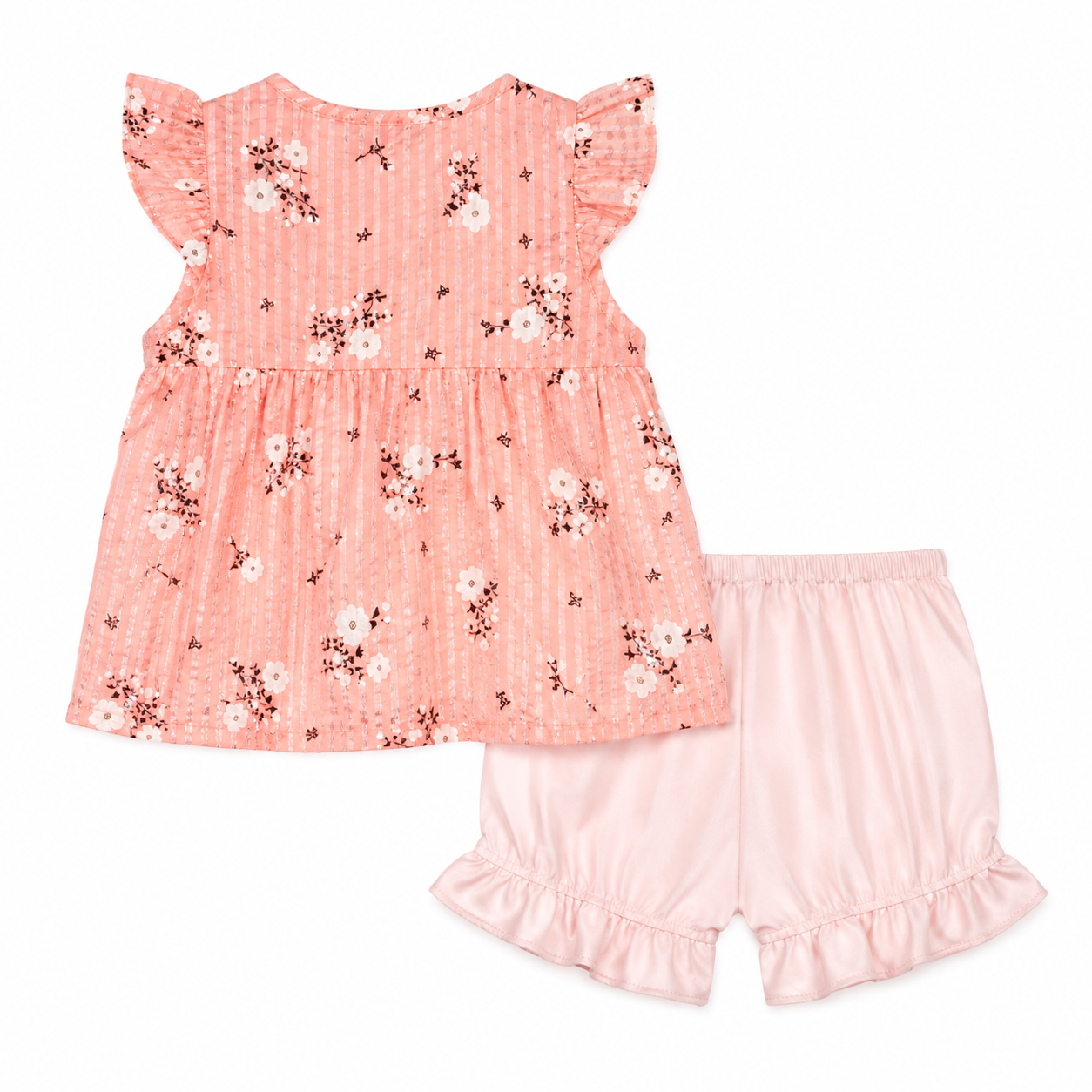 طقم بناتي مزهر بلوزة وشورت مكشكش مقاس سنة – صورة 4