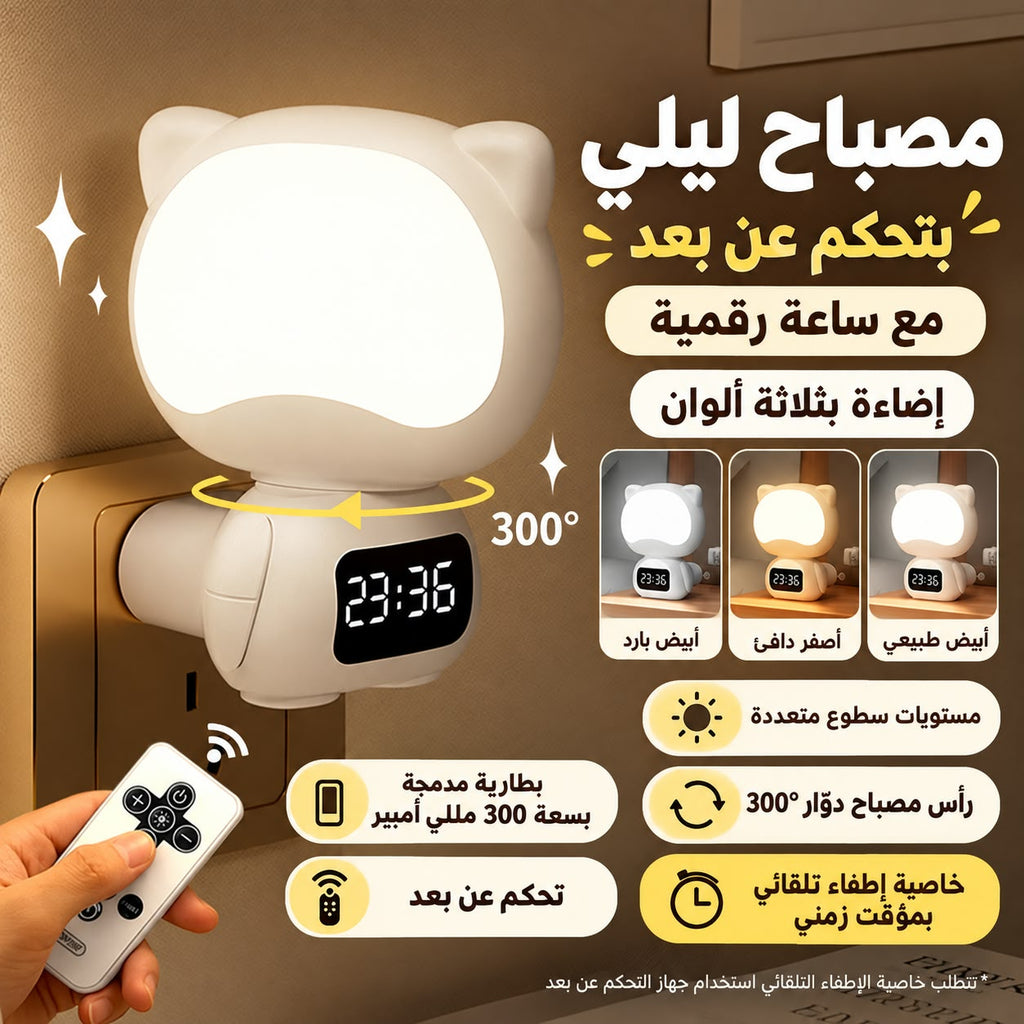 مع ساعة رقمية [مع جهاز تحكم عن بعد]