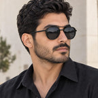 إطار أسود + عدسات رمادية