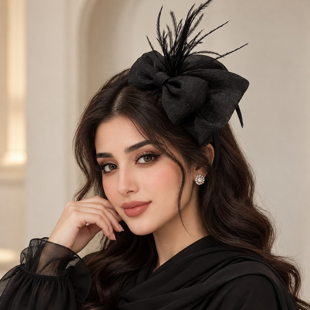 قبعة بطاقة بريش أسود