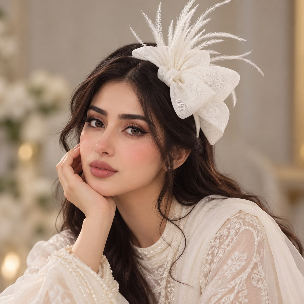 قبعة دبوس بريش أبيض