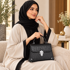 حقيبة نسائية جلد نعام طبيعي بتصميم كلاسيكي وقفل معدني