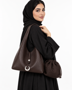 حقيبة نسائية جلد بقري طبيعي بتصميم يد وكتف وكروس بودي