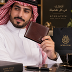 محفظة رجالية قصيرة من الجلد الطبيعي بتصميم كلاسيكي وخياطة أنيقة