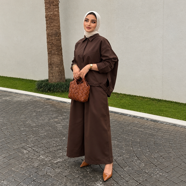 طقم نسائي قميص وبنطلون واسع