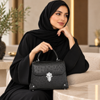 حقيبة نسائية جلد نعام طبيعي بتصميم كلاسيكي وقفل معدني